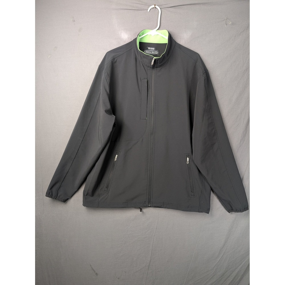 Pebble Beach Mens Performance Golf Jacket Water Resistant Gray Large Full Zip